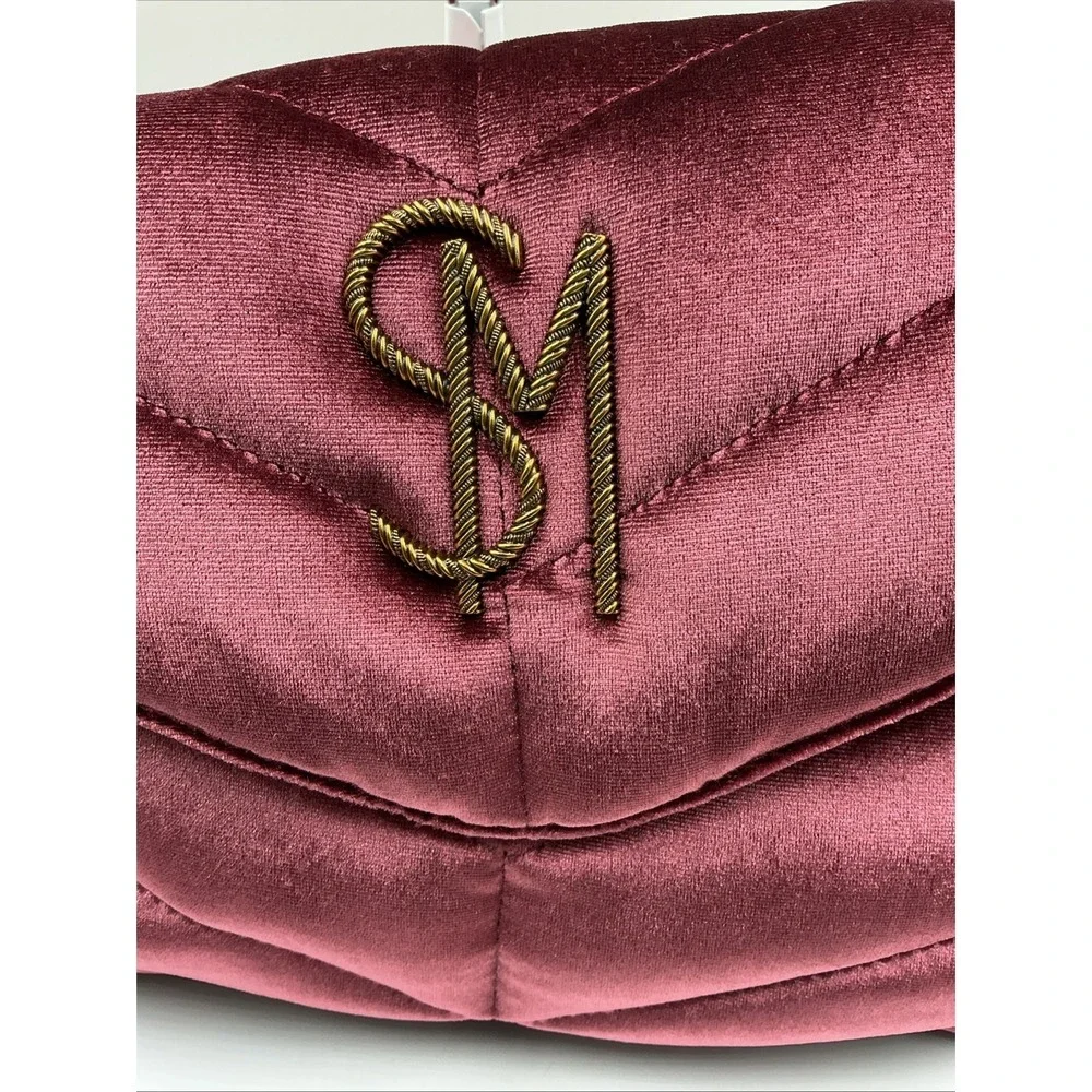 Steve Madden Coleman Velvet Rust Quilted Shoulder Bag Burgundy Chain